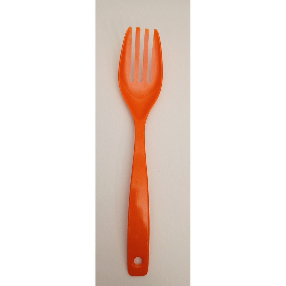 Vtg MACHI Melamine 11 5/8" Serving Mixing Salad FORK-#MC-717-ORANGE Utensil-MCM